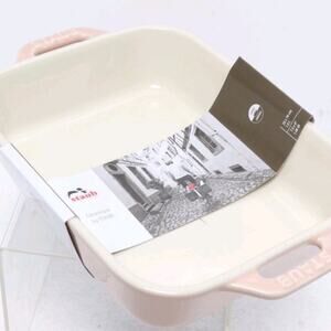 Staub Ceramic Rectangular Gratin Baking Dish 7.5" x 6" Light Pink NIB